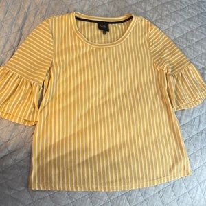 Yellow stripped short sleeve blouse